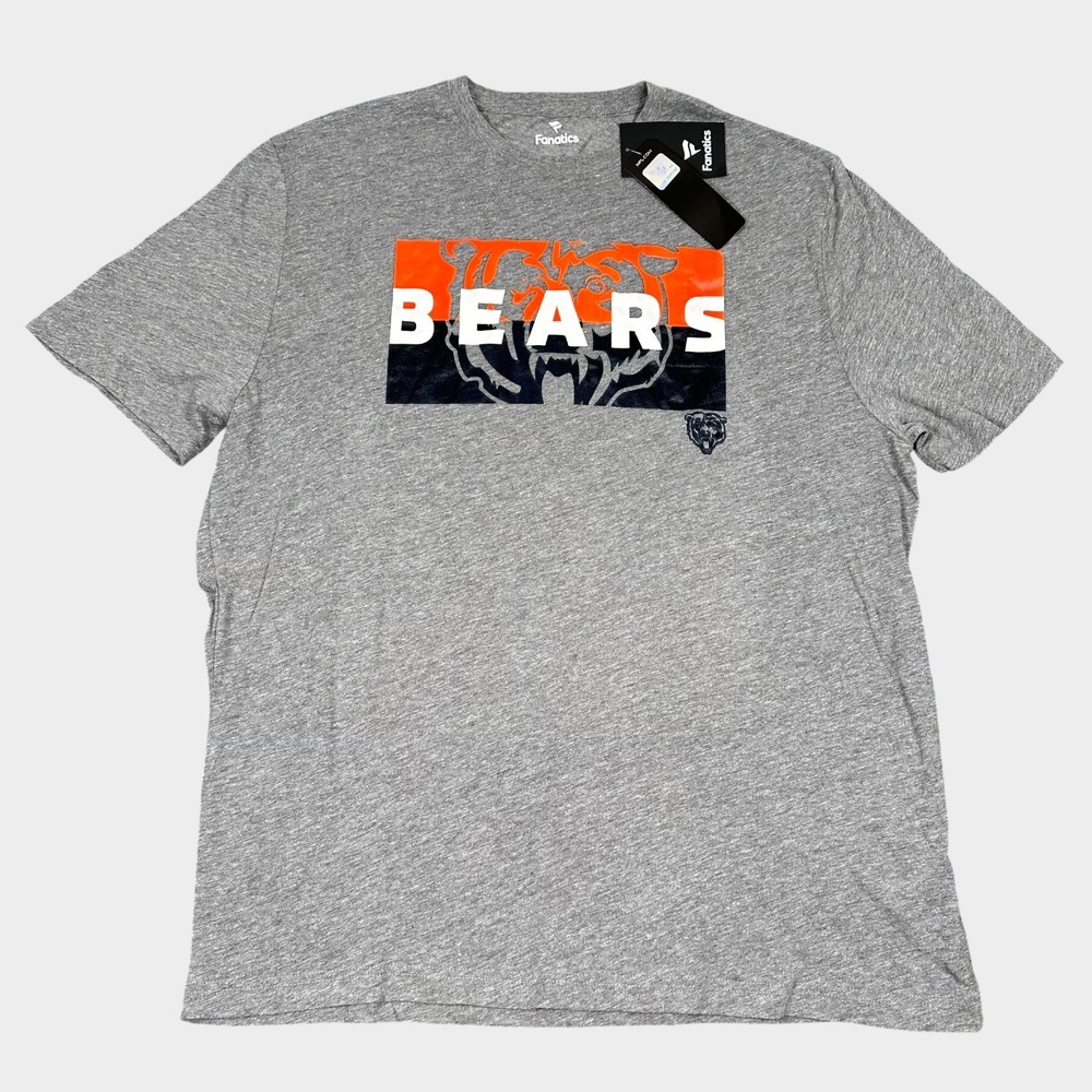 Fanatics Chicago Bears Mens XL Gray Heathered Graphic T-Shirt NFL New With Tags